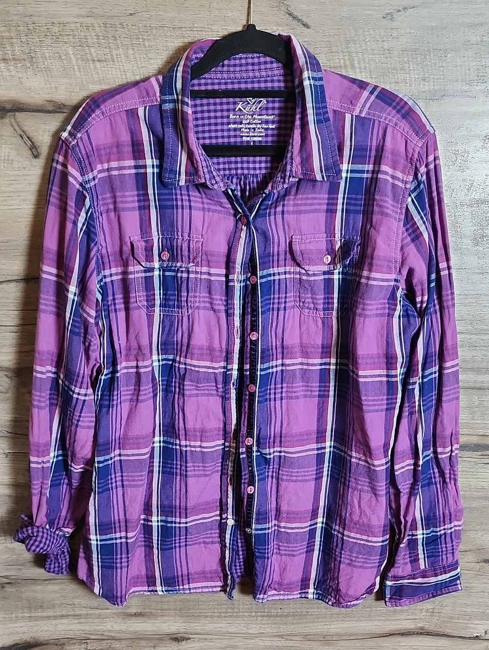 Kuhl Cotton Utility Shirt In Purple Plaid